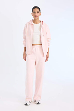 DeFacto Straight Fit Kalın Eşofman Altı Cepli Beli Lastikli Basic Düz Yüksek Bel Geniş Bol Paça B8571AX25SPPN38