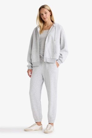 DeFacto Relax Fit Kapüşonlu Basıc Kalın Fermuarlı Sweatshirt C1809AX25SPGR93