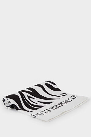 Kadın Zebra Desenli Pamuklu Plaj Havlusu
