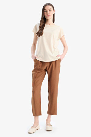 DeFacto 	Lastikli Bel Bağcıklı Basic Düz Paça Jogger Pantolon D2573AX25SPBN539