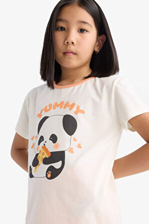 Kız Çocuk Pijama Takımı Kısa Kollu Pijama Üstü Esnek Belli Şort Pijama Altı