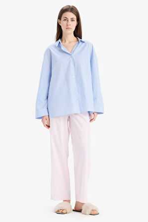 DeFacto Fall in Love Uzun Boy Poplin Pijama Altı E5769AX25SPPN645