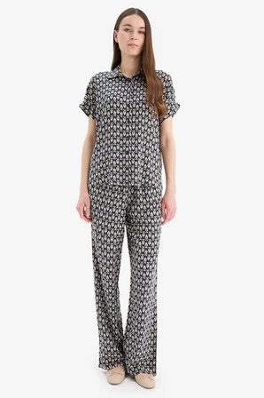 DeFacto Regular Fit Desenli Beli Lastikli Düz Paça Pantolon D8844AX25SPNV135
