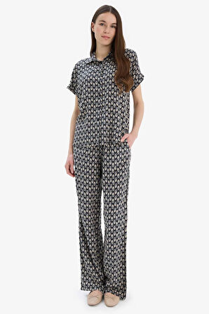 DeFacto Regular Fit Desenli Esnek Belli Düz Paça Pantolon D8844AX25SPNV135