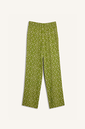 Regular Fit Desenli Esnek Belli Düz Paça Pantolon