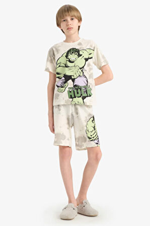 Erkek Çocuk Marvel Comics Pijama Takımı Kısa Kollu Üst Beli Lastikli Şort