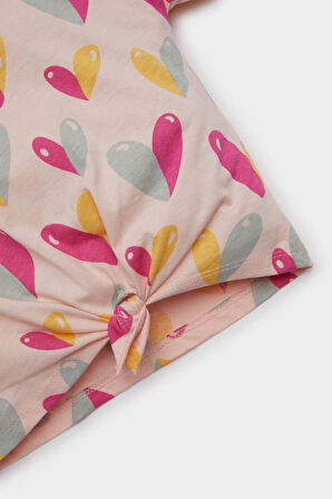 DeFacto Kız Bebek Bisiklet Yaka Kalp Desenli Kısa Kollu Tişört E4792A525SMPN212