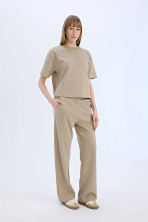 DeFacto Wide Leg Geniş Paça Eşofman Altı Beli Lastikli Cepli Basic Düz D3759AX25SPBG129