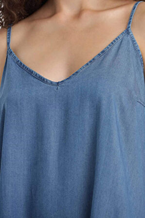 Fashion Fit Tensel İnce Askılı Maxi Elbise