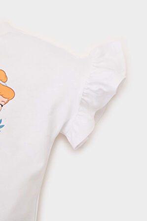 Kız Bebek Disney Prenses Bisiklet Yaka Kısa Kollu Tişört