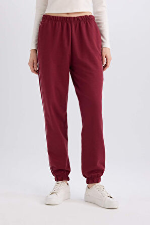 DeFacto Bordo Jogger Eşofman Altı Cepli Esnek Belli Bağcıklı Dar Paça Uzun Boy E5976AX25SPBR248