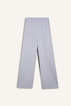 	Straight Fit Beli Lastikli Eşofman Altı Uzun Boy Cepli Basic Düz