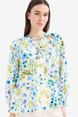 DeFacto Relax Fit Baskılı Uzun Kollu Tesettür Gömlek Tunik E1100AX25HSER105