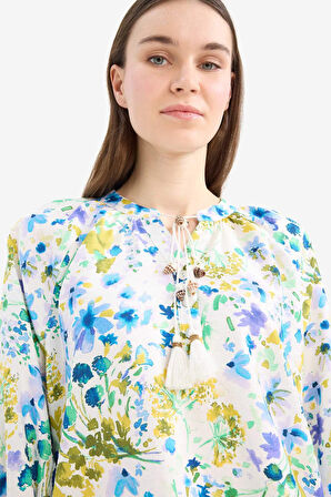 DeFacto Relax Fit Baskılı Uzun Kollu Tesettür Gömlek Tunik E1100AX25HSER105