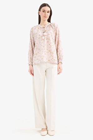 DeFacto Relax Fit Desneli Uzun Kollu Tesettür Gömlek Tunik E1100AX25HSPN681