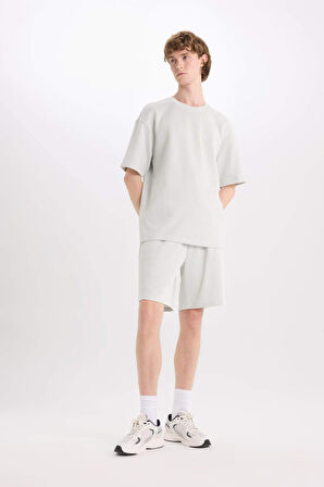 Boxy Fit Bisiklet Yaka Kısa Kollu Tişört