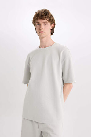 Boxy Fit Bisiklet Yaka Kısa Kollu Tişört