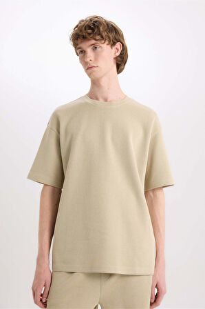 DeFacto %100 Pamuk Boxy Fit Bisiklet Yaka Kısa Kollu Tişört E0493AX25SMKH142