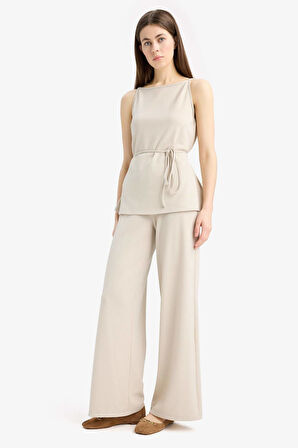 Wide Leg Geniş Paça Basic Düz Pike Pantolon