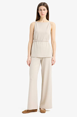 Wide Leg Geniş Paça Basic Düz Pike Pantolon