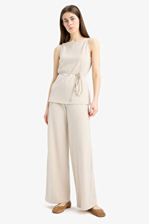 Wide Leg Geniş Paça Basic Düz Pike Pantolon