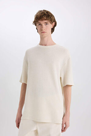 DeFacto Boxy Fit Bisiklet Yaka Kısa Kollu Kısa Kollu Tişört C2726AX25SMER238