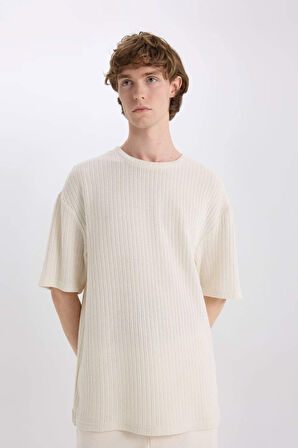 DeFacto Boxy Fit Bisiklet Yaka Kısa Kollu Kısa Kollu Tişört C2726AX25SMER238