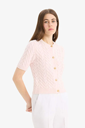 DeFacto Regular Fit Bisiklet Yaka Triko Kısa Kollu Hırka E6882AX25SMPN645