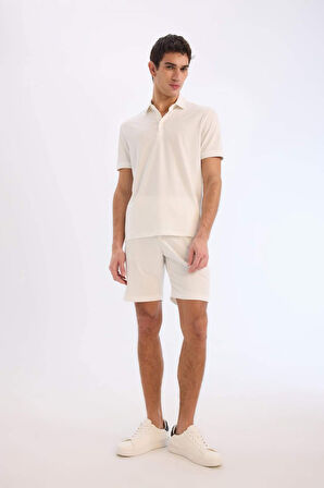 DeFacto Regular Fit Beli Bağcıklı Krinkıl Bermuda Şort E0980AX25SMWT32