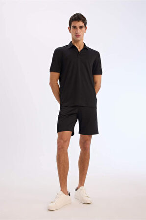 DeFacto Regular Fit Her Yöne Esneyen Krinkıl Bermuda Şort E0980AX25SMBK81