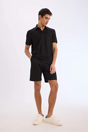 DeFacto Regular Fit Her Yöne Esneyen Krinkıl Bermuda Şort E0980AX25SMBK81