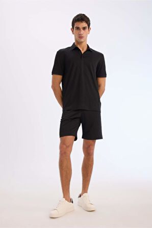 DeFacto Regular Fit Her Yöne Esneyen Krinkıl Bermuda E0980AX25SMBK81