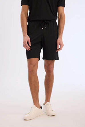 DeFacto Regular Fit Her Yöne Esneyen Krinkıl Bermuda Şort E0980AX25SMBK81