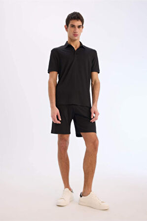 DeFacto Regular Fit Her Yöne Esneyen Krinkıl Bermuda Şort E0980AX25SMBK81