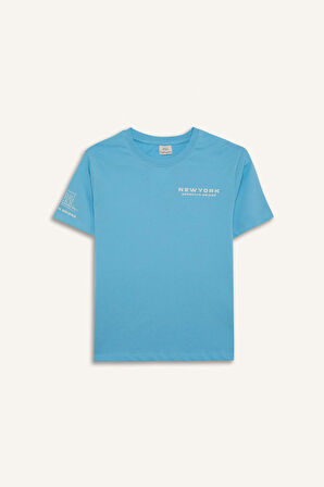 DeFacto Erkek Çocuk Bisiklet Yaka Baskılı Kısa Kollu Tişört E0102A825SMBE500