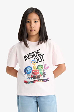 Kız Çocuk Inside Out Relax Fit Bisiklet Yaka Kısa Kollu Tişört