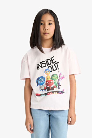 Kız Çocuk Inside Out Relax Fit Bisiklet Yaka Kısa Kollu Tişört