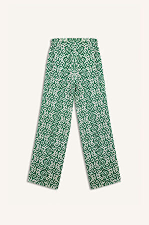 Regular Fit Geniş Bol Paça Desenli Pantolon