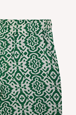 Regular Fit Geniş Bol Paça Desenli Pantolon