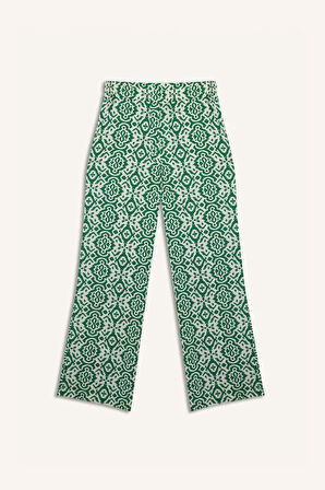 Regular Fit Geniş Bol Paça Desenli Pantolon