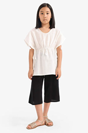 Kız Çocuk Culotte Geniş Paça Viskon Pantolon