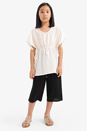 Kız Çocuk Culotte Geniş Paça Viskon Pantolon