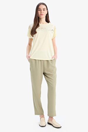 Straight Fit Cepli Basic Düz Aerobin Pantolon