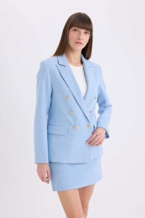 Regular Fit Ceket Yaka Tweed Blazer Ceket