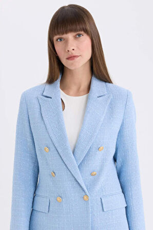 Regular Fit Ceket Yaka Tweed Blazer Ceket