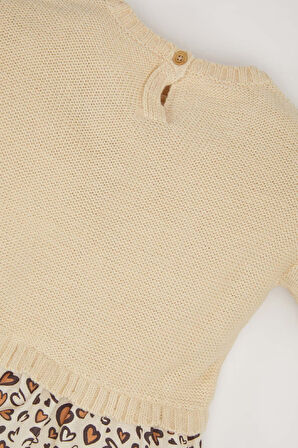 DeFacto Kız Bebek Uzun Kollu Eteği Desenli Elbise E7254A524AUBG287