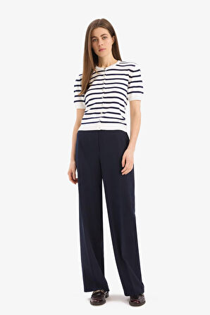 DeFacto Regular Fit Bisiklet Yaka Çizgili Kısa Kollu Trko Hırka D6268AX25SMER105