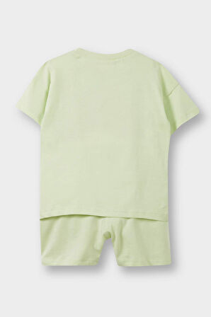 Erkek Bebek 2'li Takım Baskılı Kısa Kollu Tişört Beli Lastikli Şort