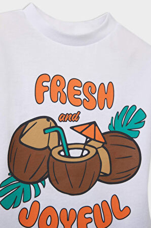 Erkek Bebek 2'li Takım Baskılı Kısa Kollu Tişört Esnek Belli Şort