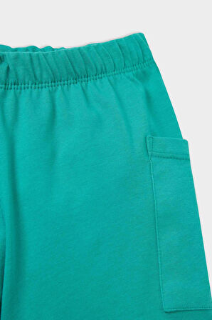 Erkek Bebek 2'li Takım Baskılı Kısa Kollu Tişört Esnek Belli Şort